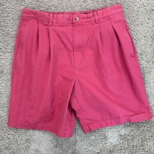 Grant Thomas Chino Shorts Mens 36 Pleated Casual Everyday Washed‎ Pink Cotton